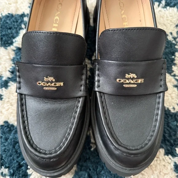 Coach Ruthie black leather chunky platform loafers - Picture 13 of 14